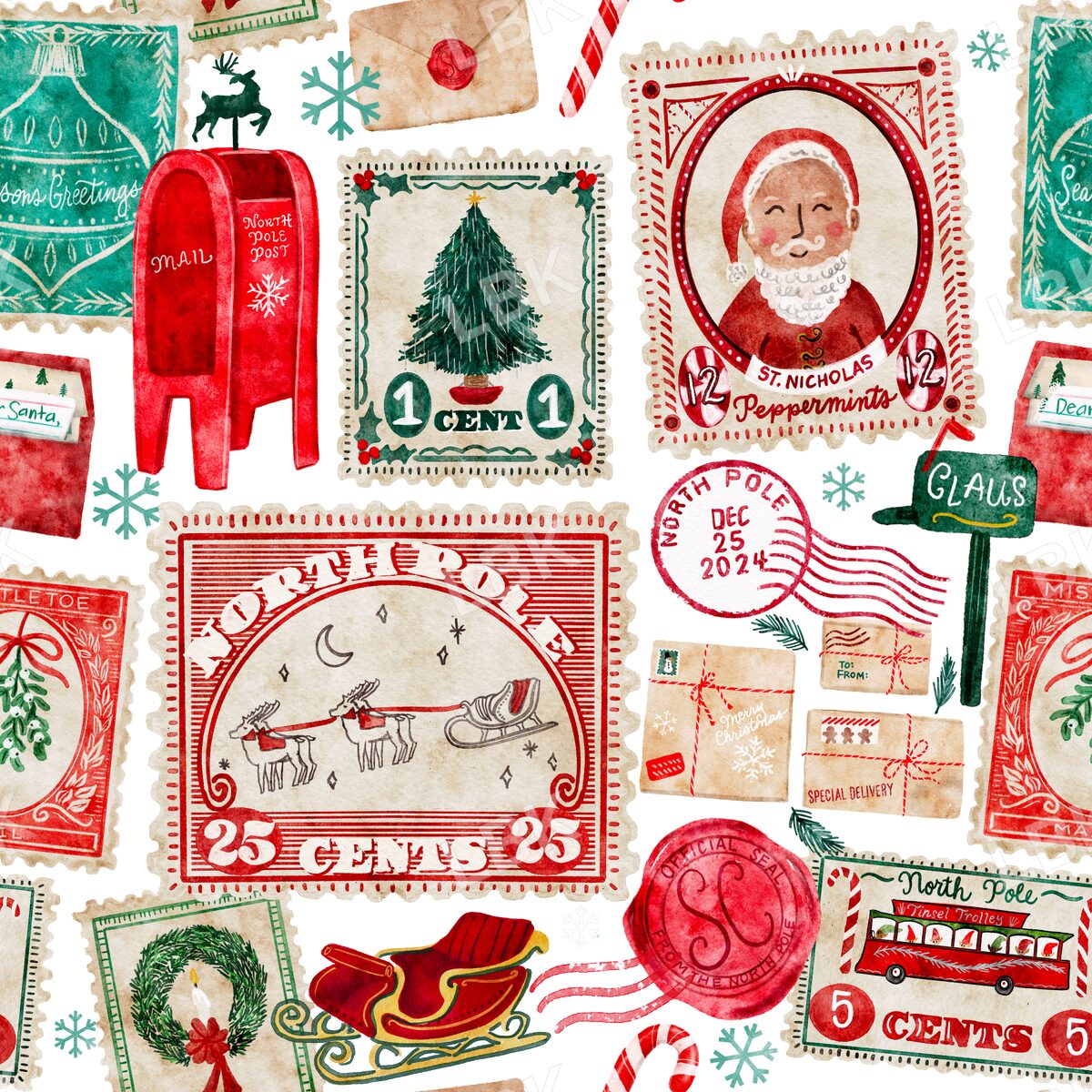 North Pole Postage Stamps