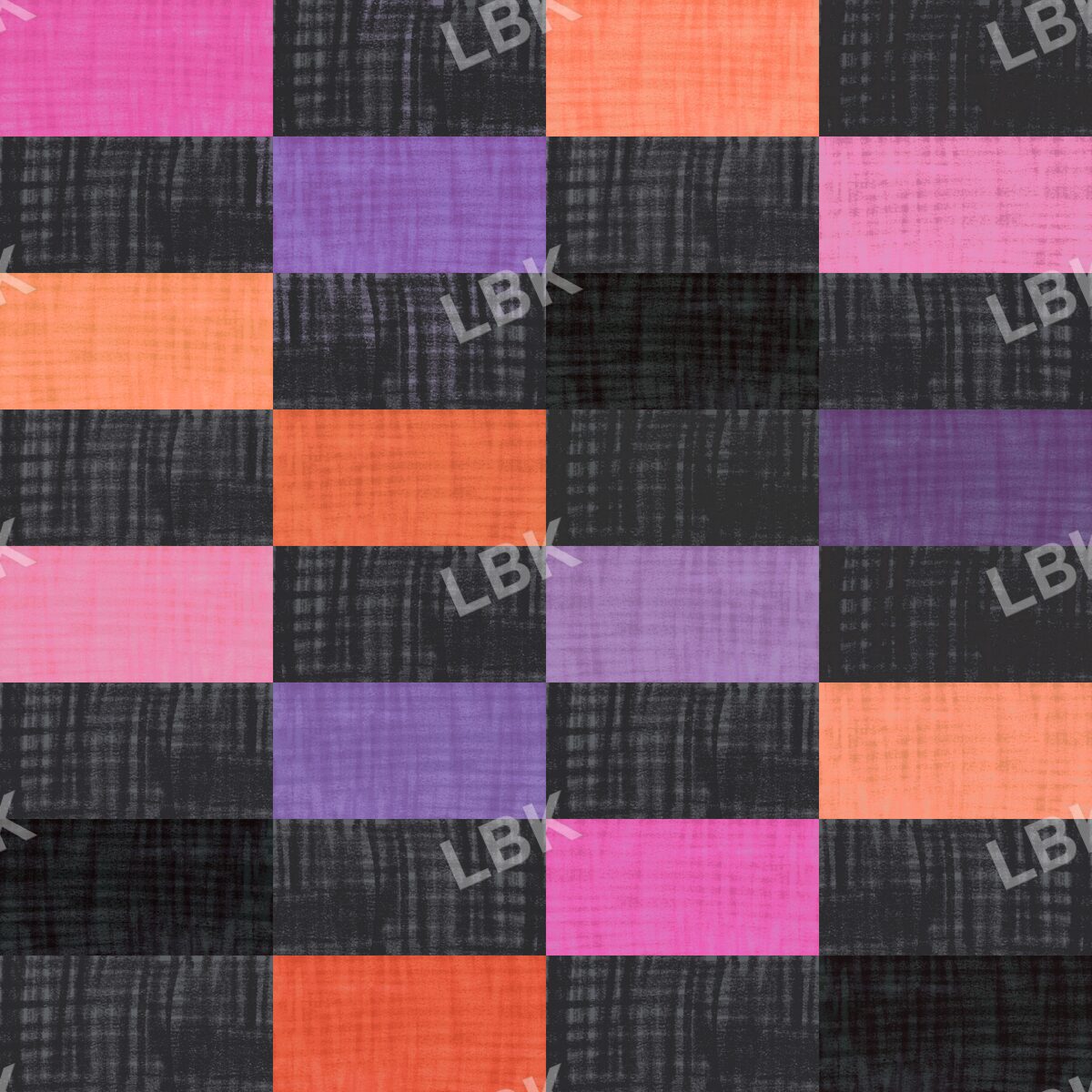 Multicolored rectangle checker black textured