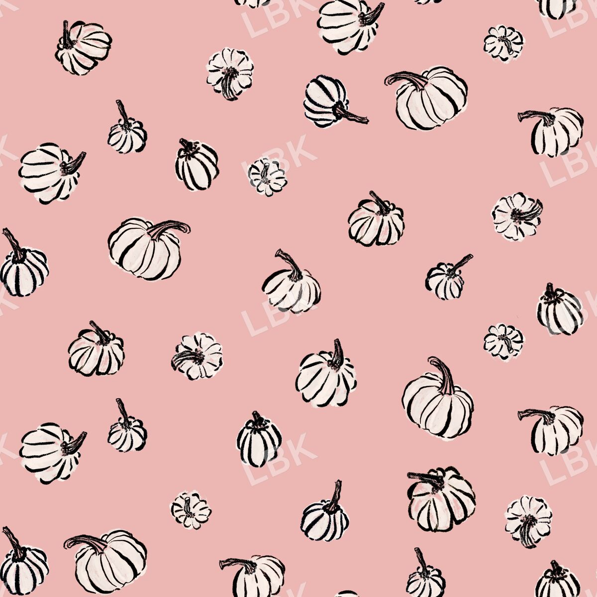 Tossed sketched fall pumpkins peachy pink