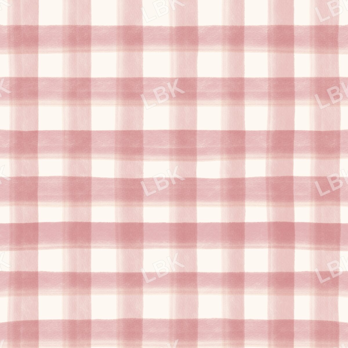 Watercolor gingham plaid warm pink