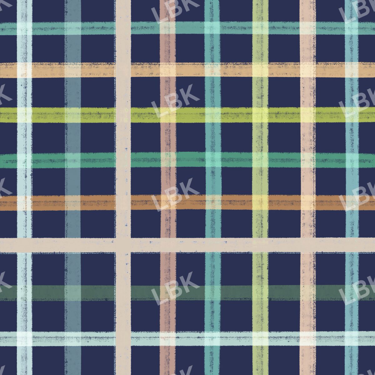 Pine woods plaid navy multi with tan