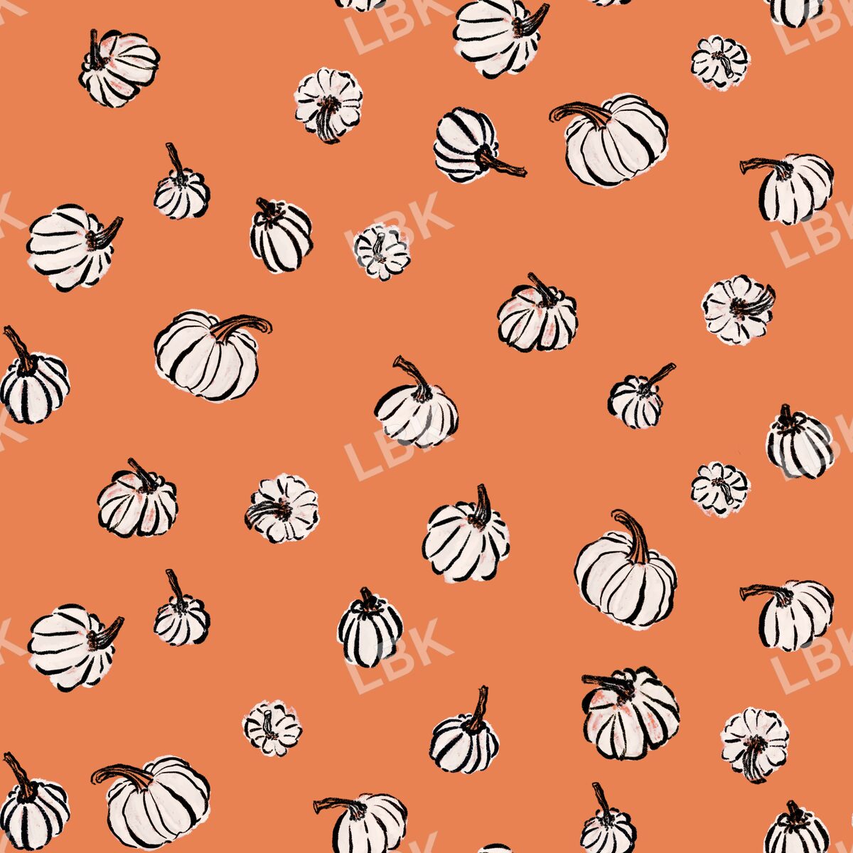 Tossed sketched fall pumpkins orange