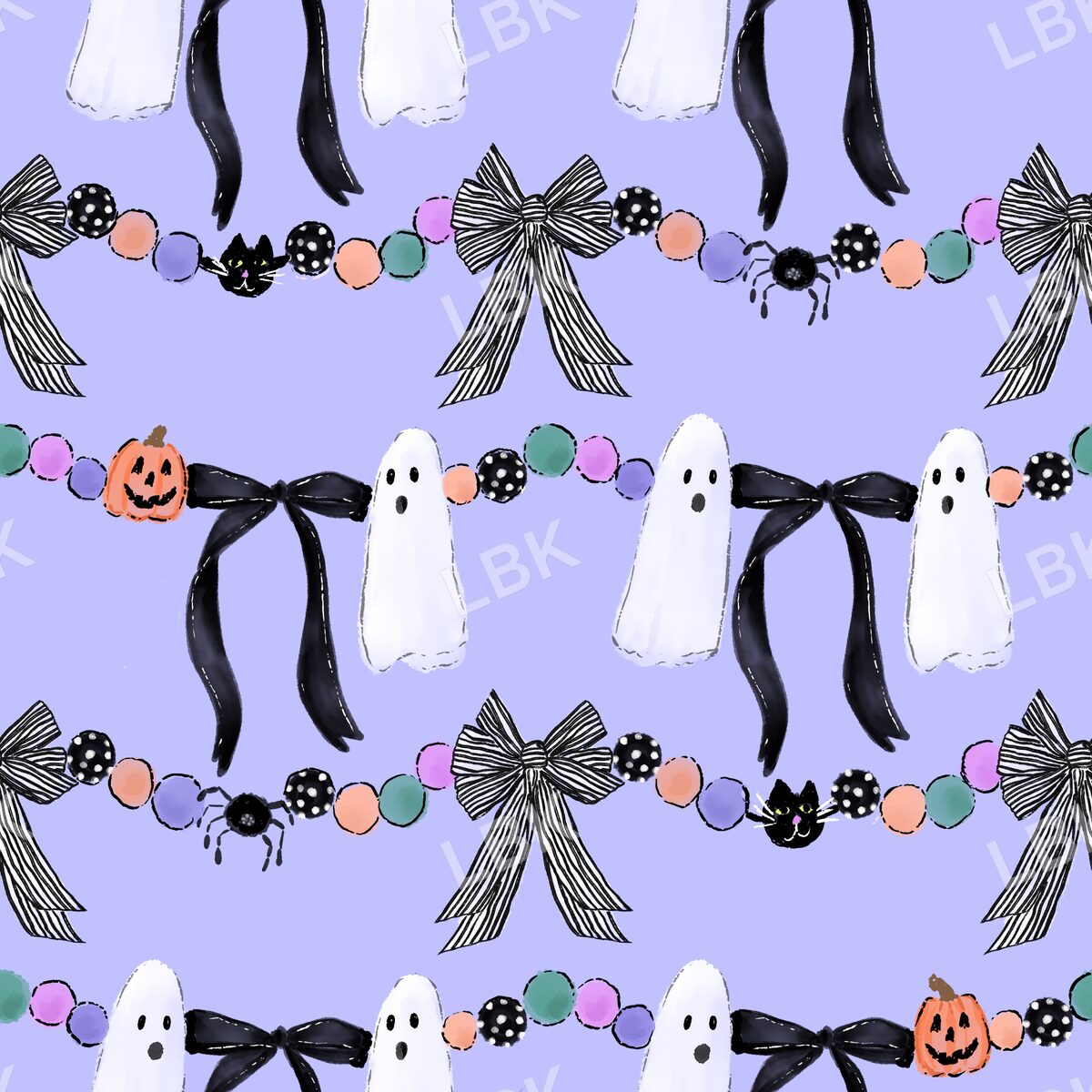 Halloween bow garland purple