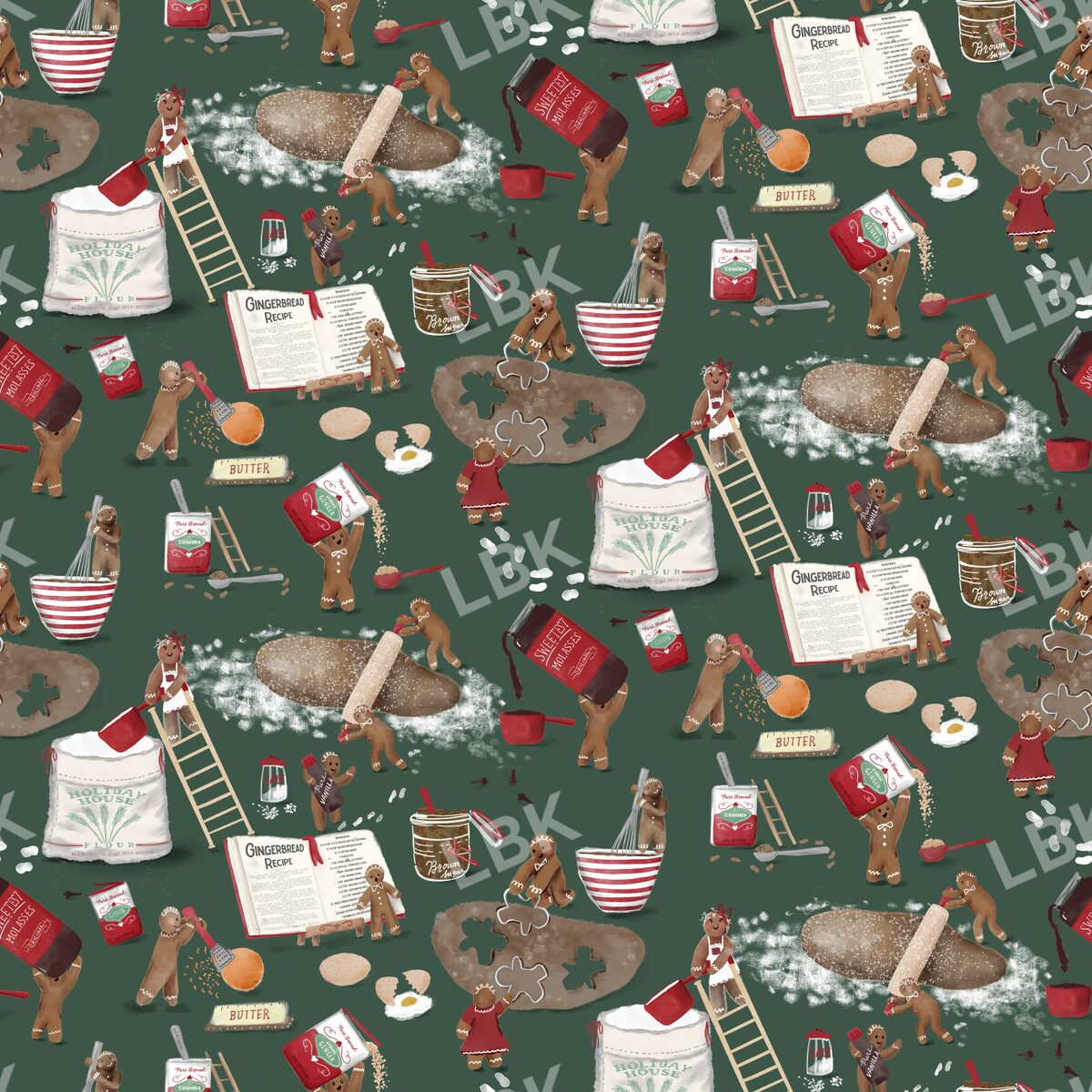 Gingerbread bakers pine green