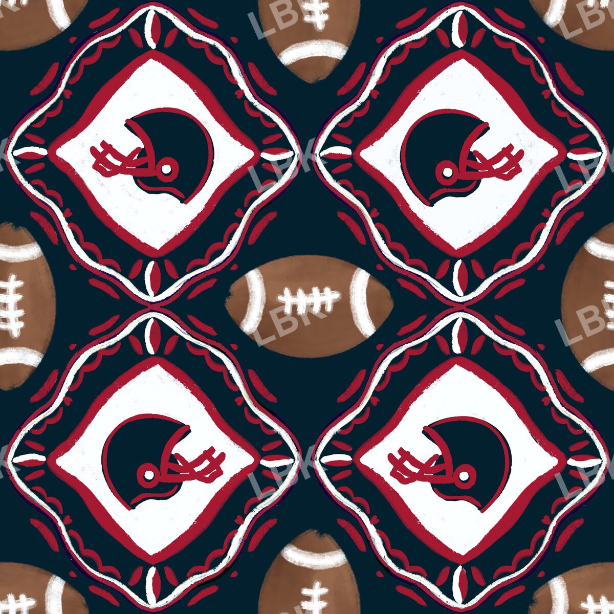 Houston team football tiles navy blue
