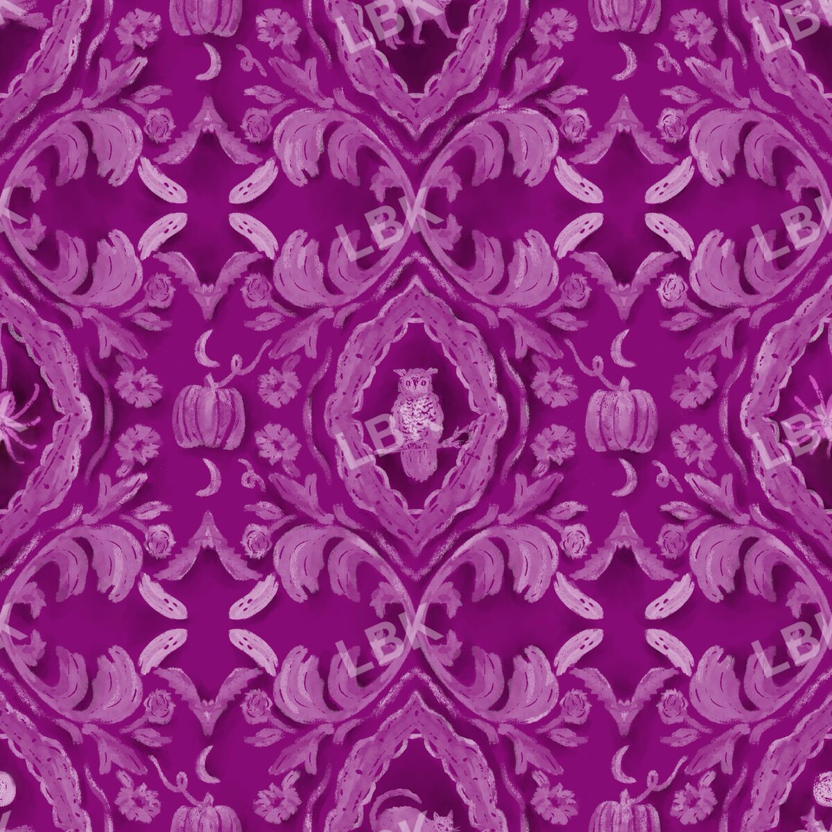 Halloween Damask fuschia