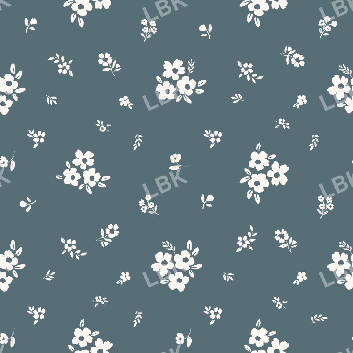 Scattered posies dark dusty blue