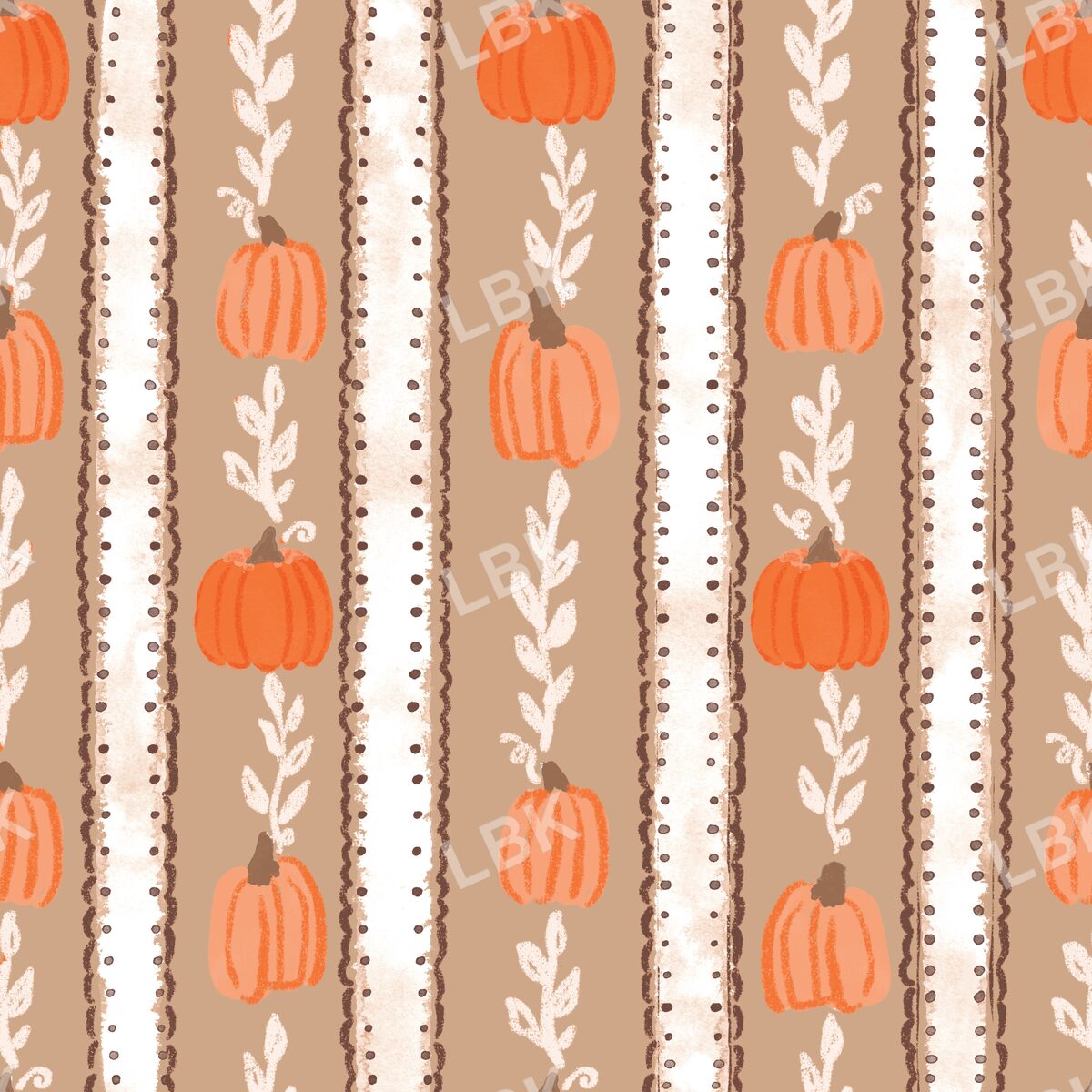 Pumpkin lane ribbon stripe - coffee