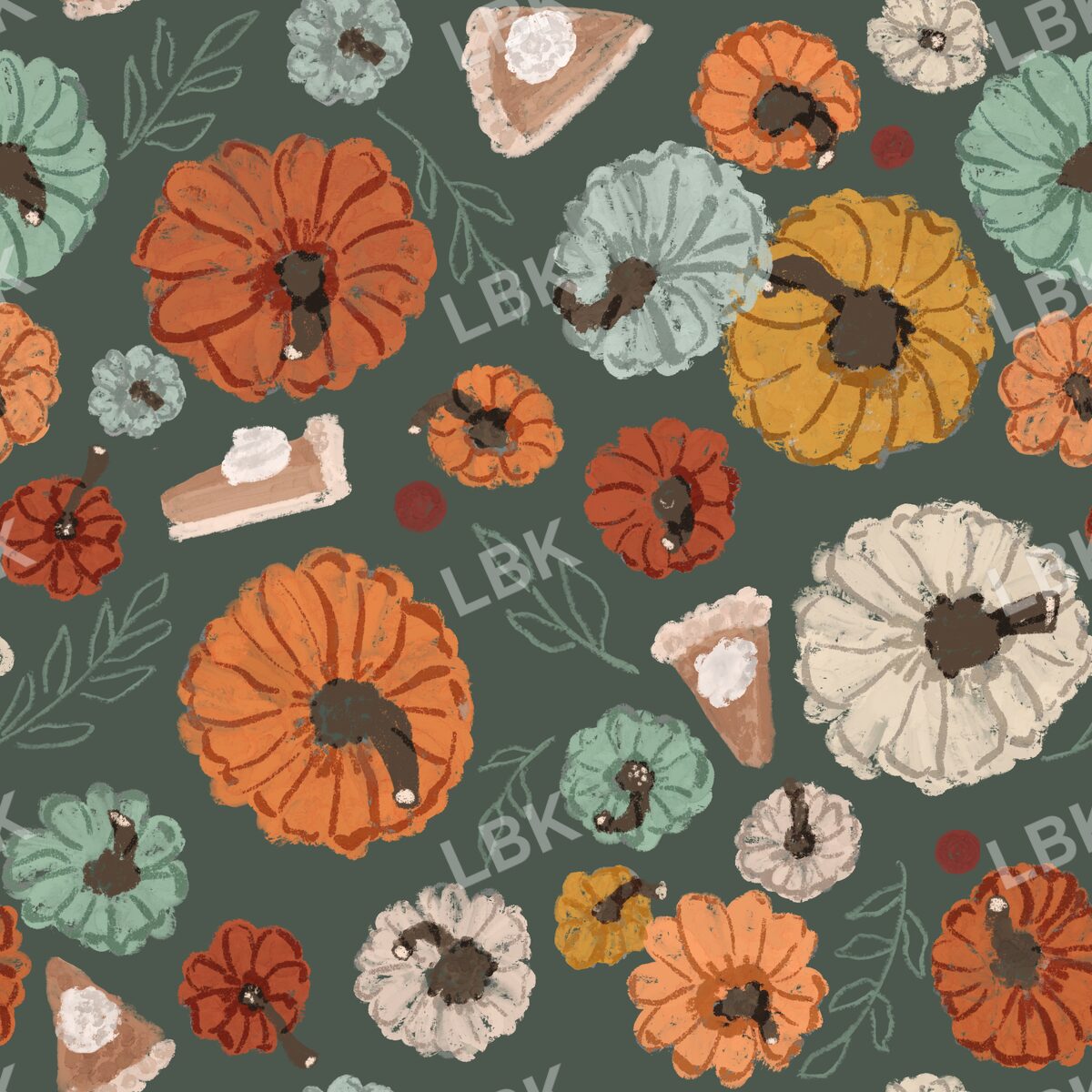 Pumpkins and Pie dark green