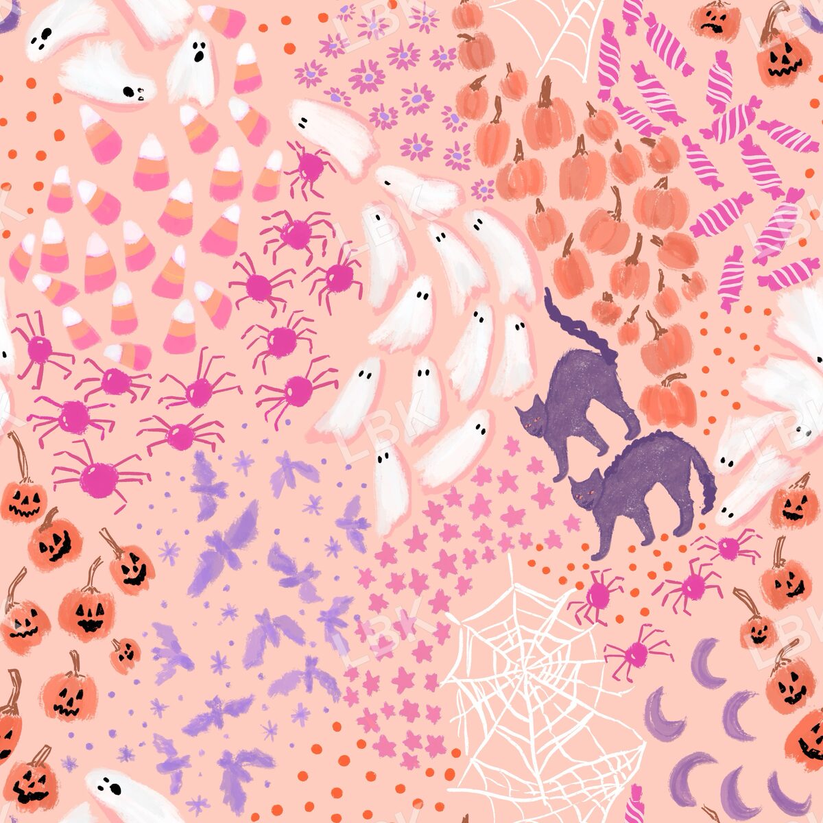 Halloween ditsy pastel orange