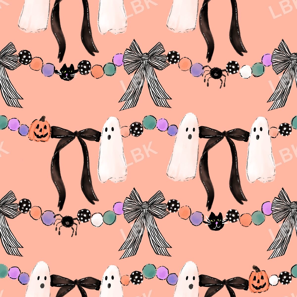 Halloween bow garland light orange