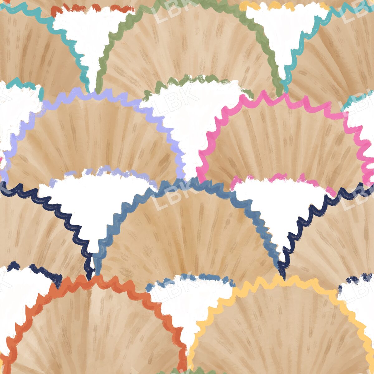 Colored pencil shavings scallop white large