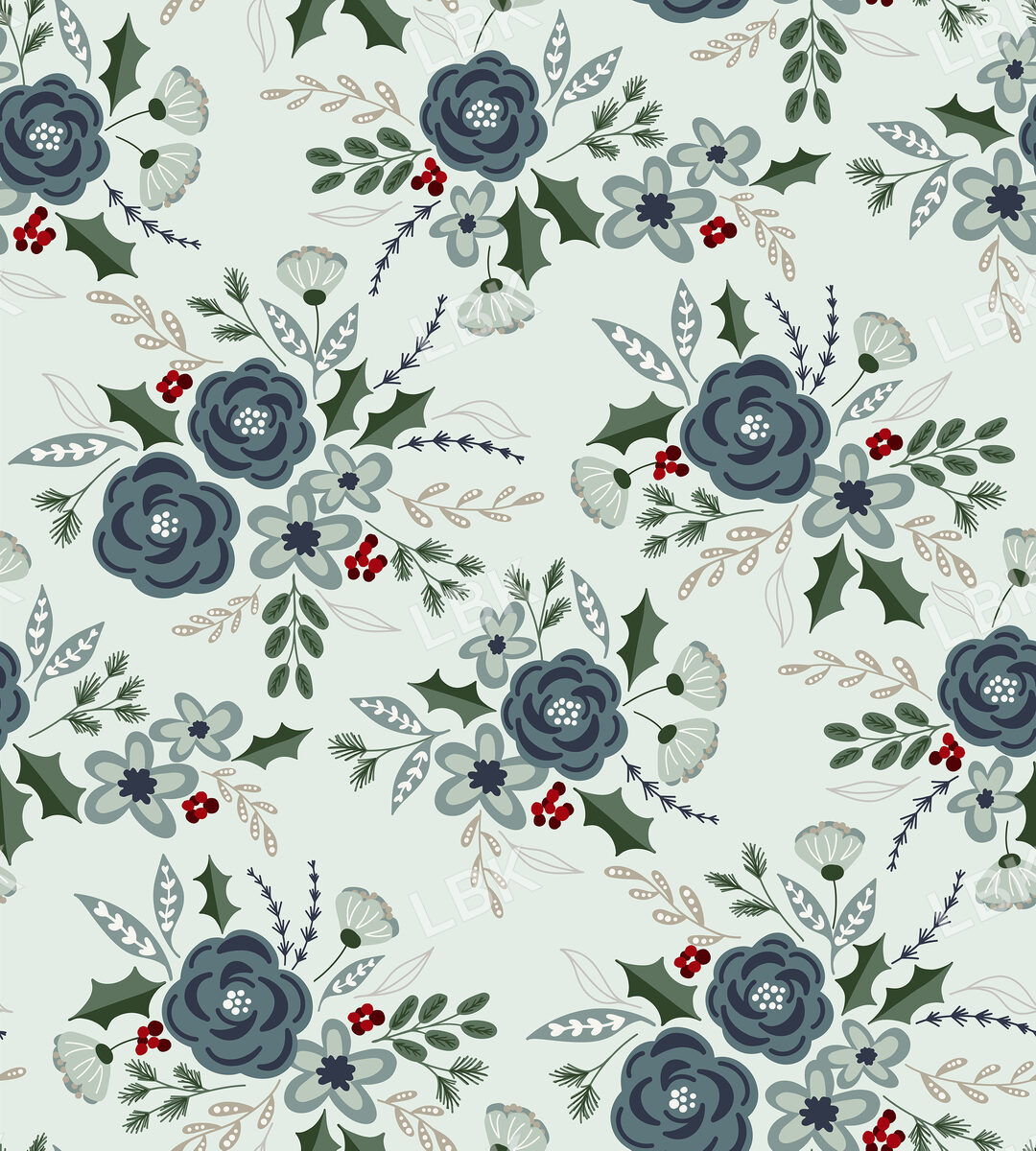 Winter Fox Floral Mint