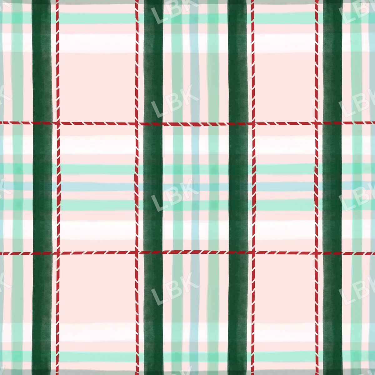 powder pink aqua plaid