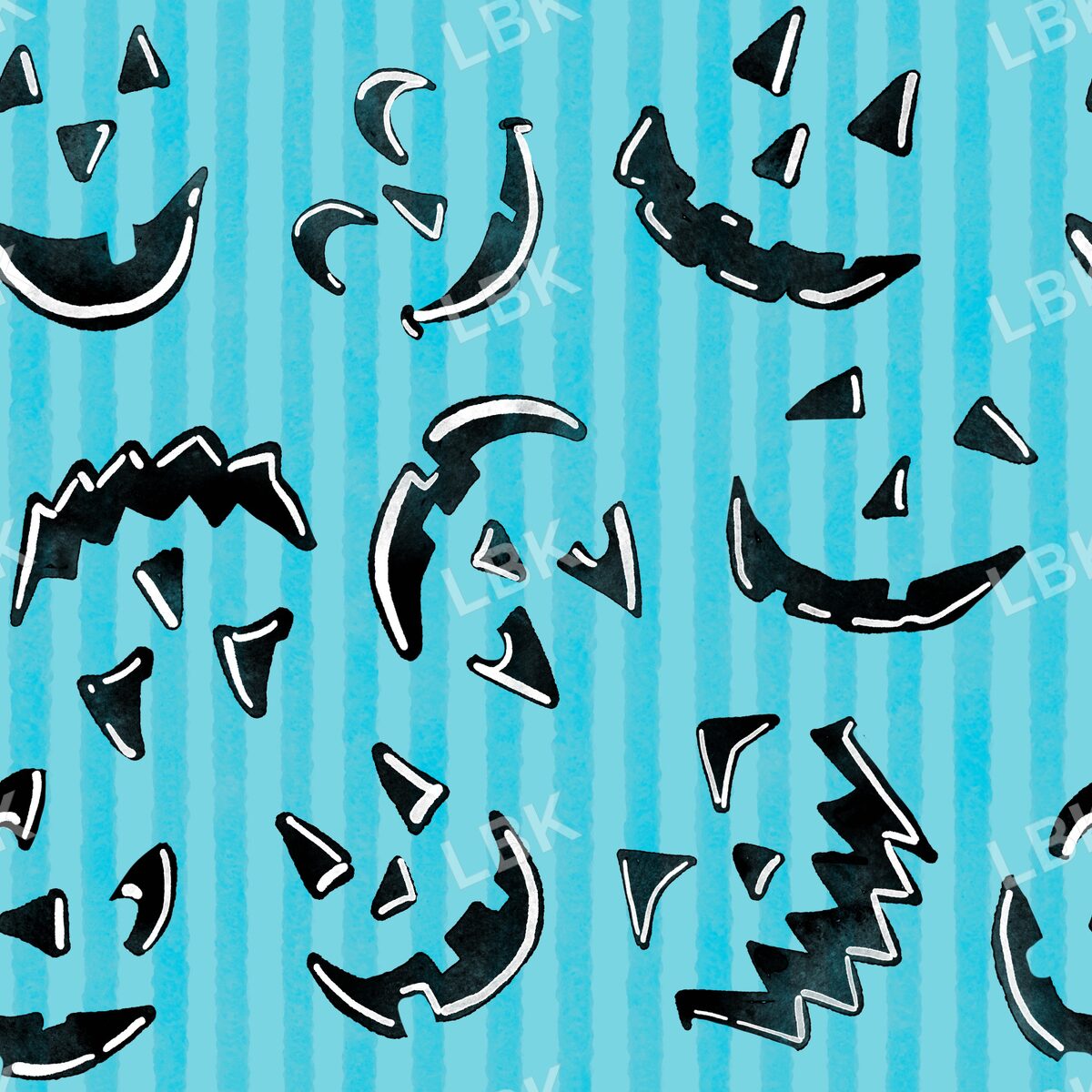 Striped Jack-o-lantern faces turquoise