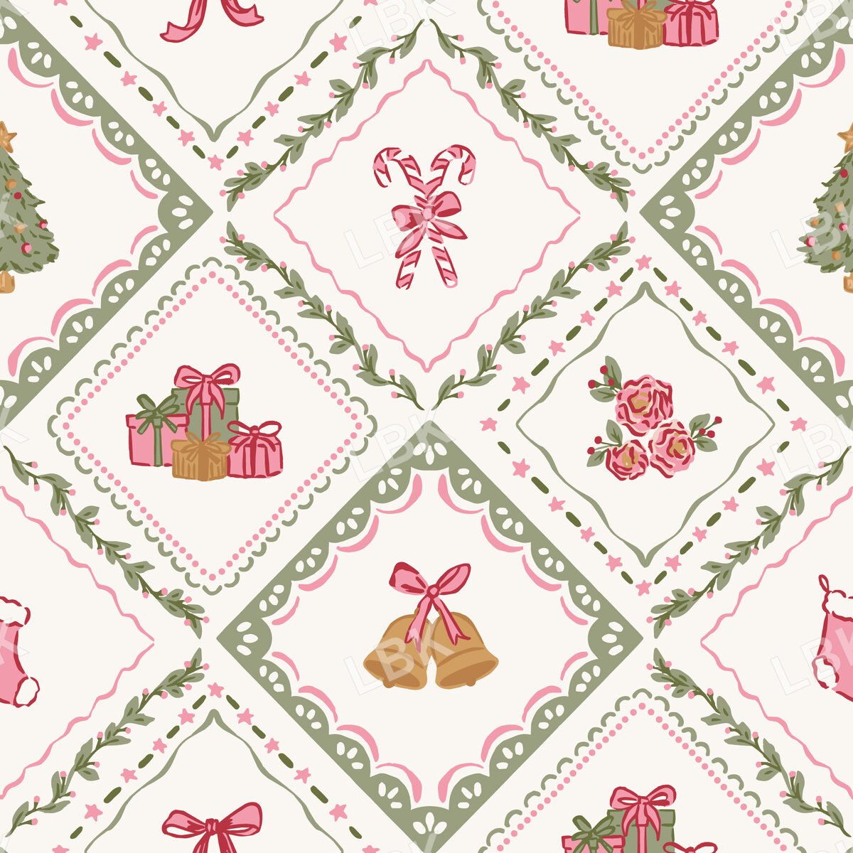 Christmas Quilt Pink and Sage