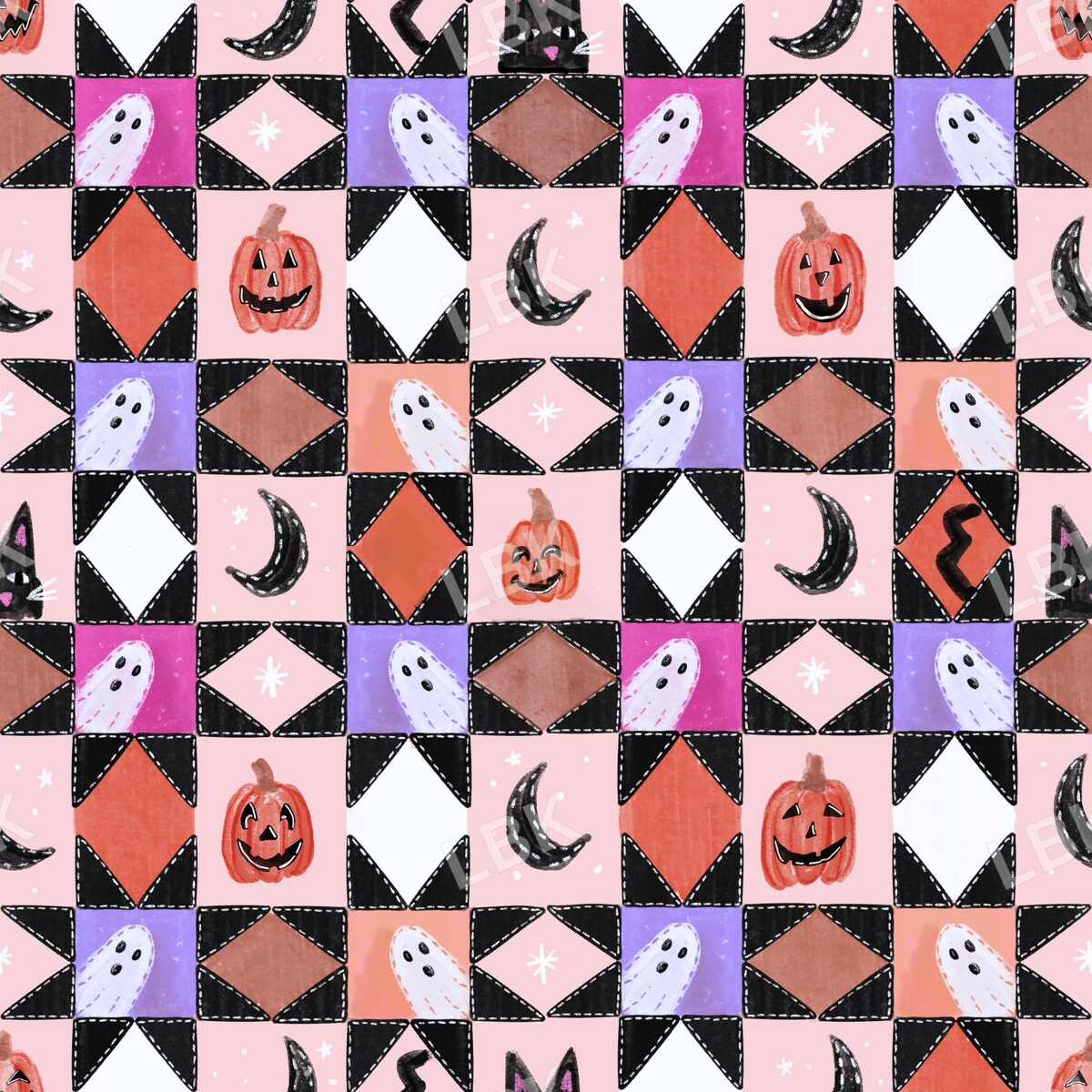 Halloween quilt pastel pink