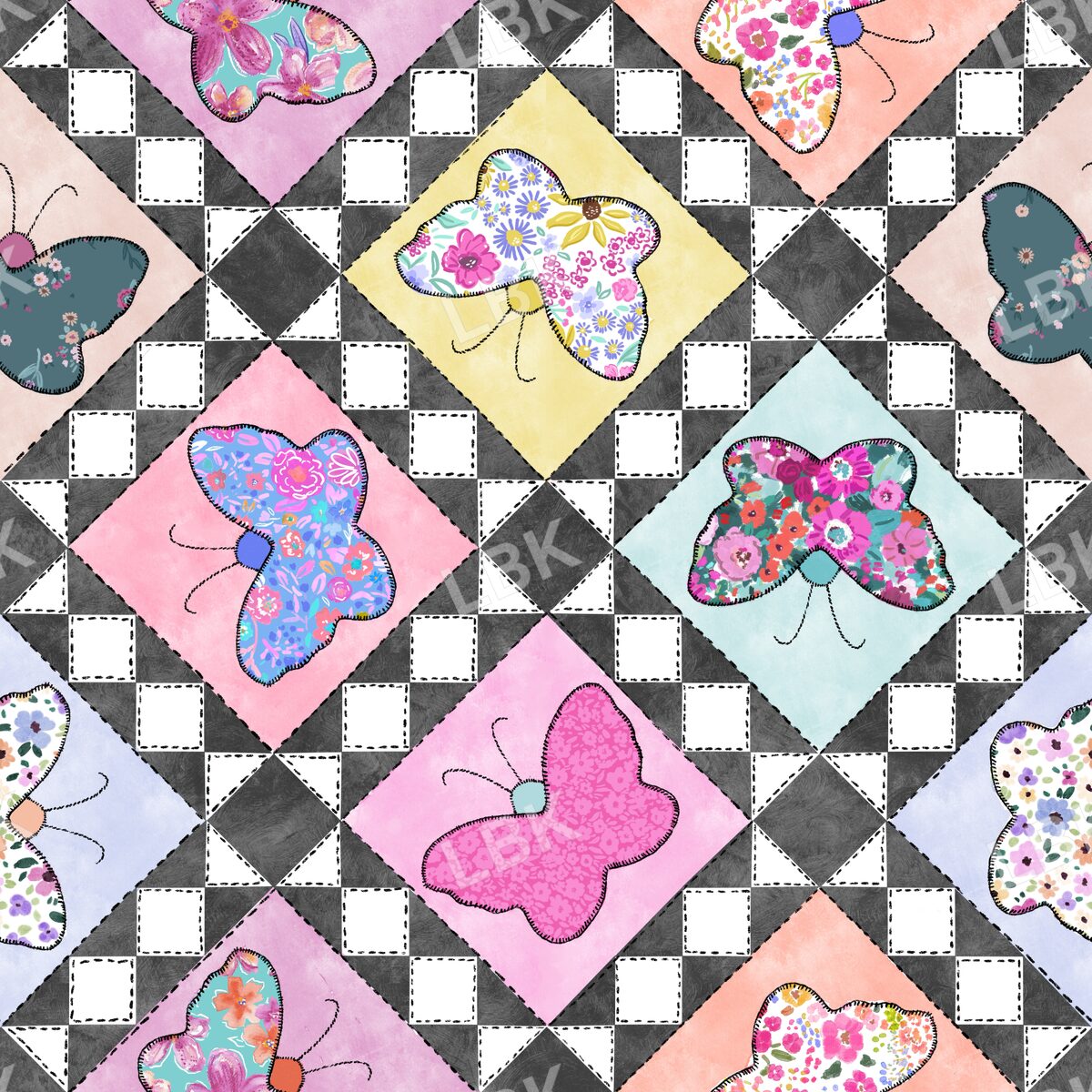 Butterfly Season geomtric patchwork multicolor