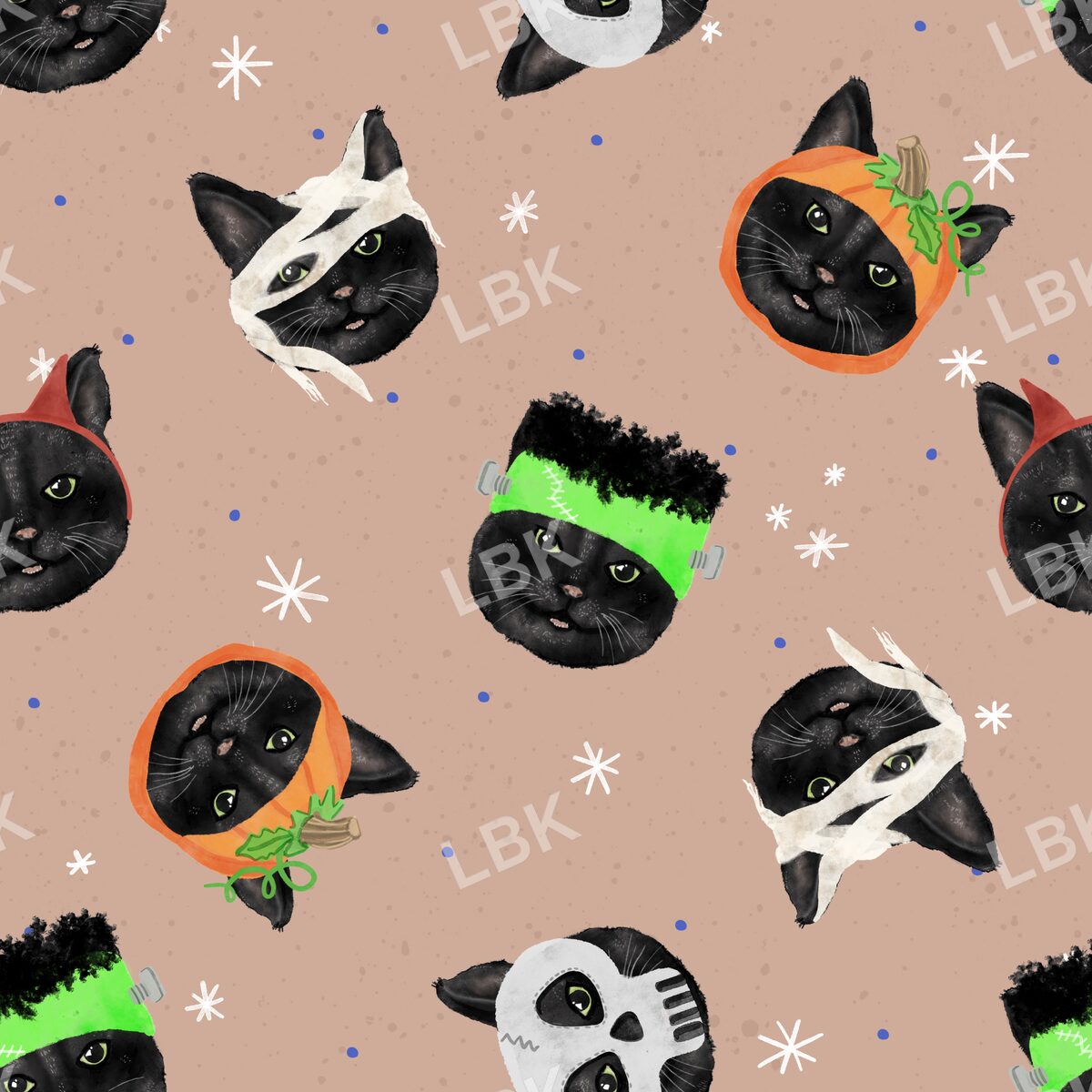 Meowlloween cats tossed tan