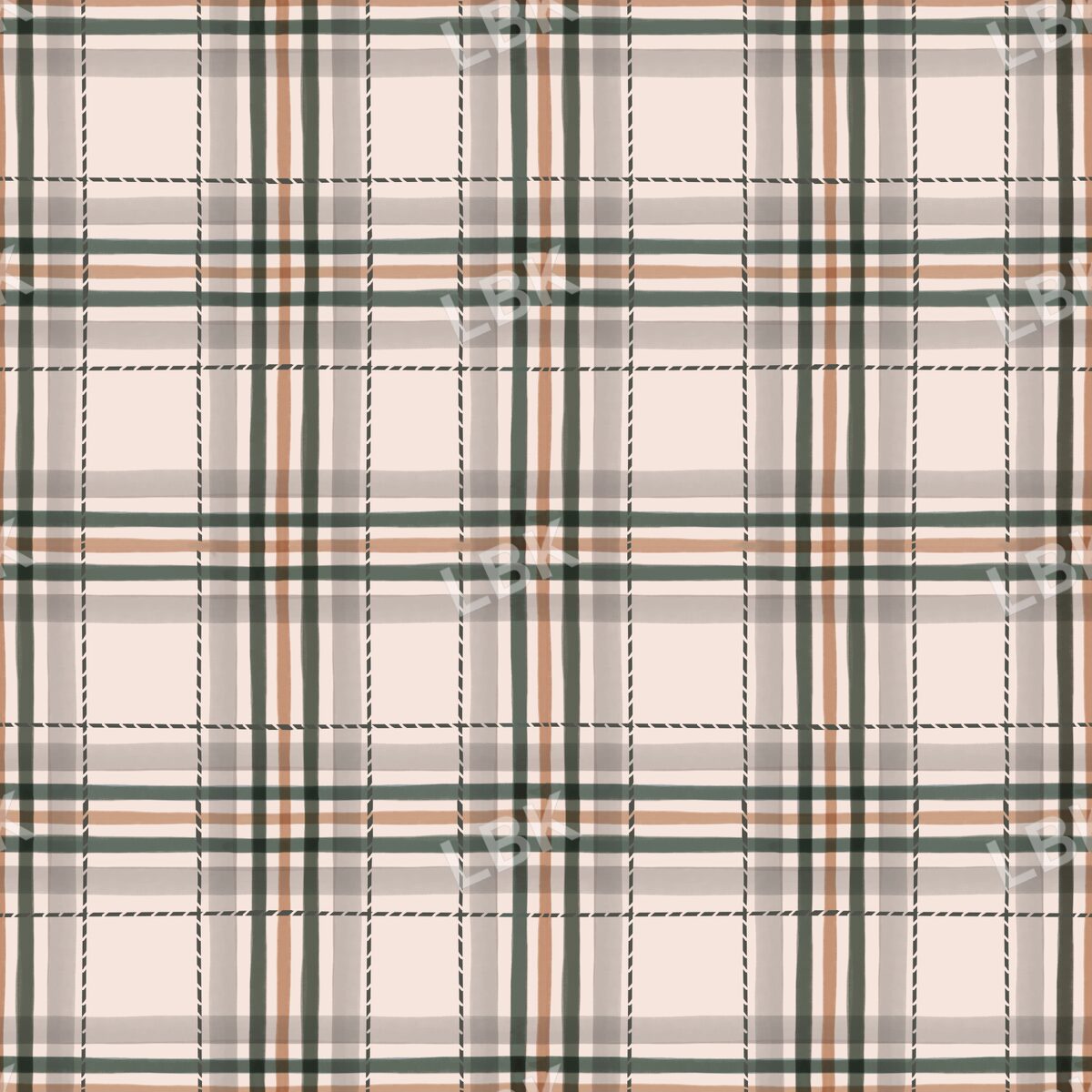 Thankful plaid dark green cream