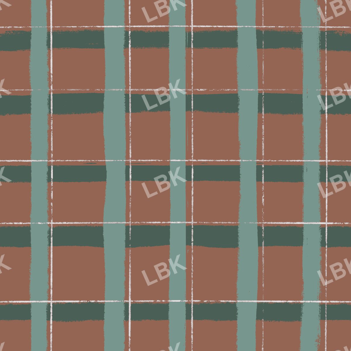 Tobacco brown and sage plaid