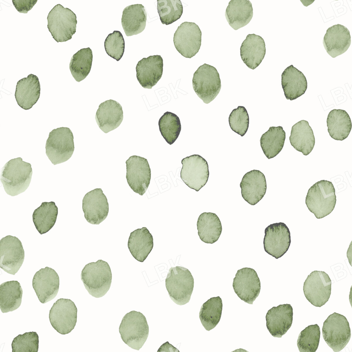 Soft Moss Green Watercolor Dots