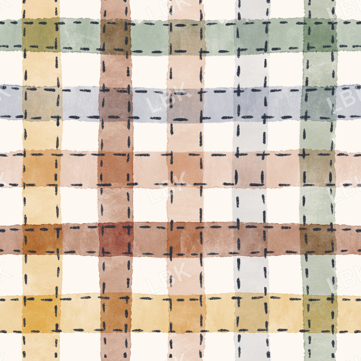 Stitched plaid cream