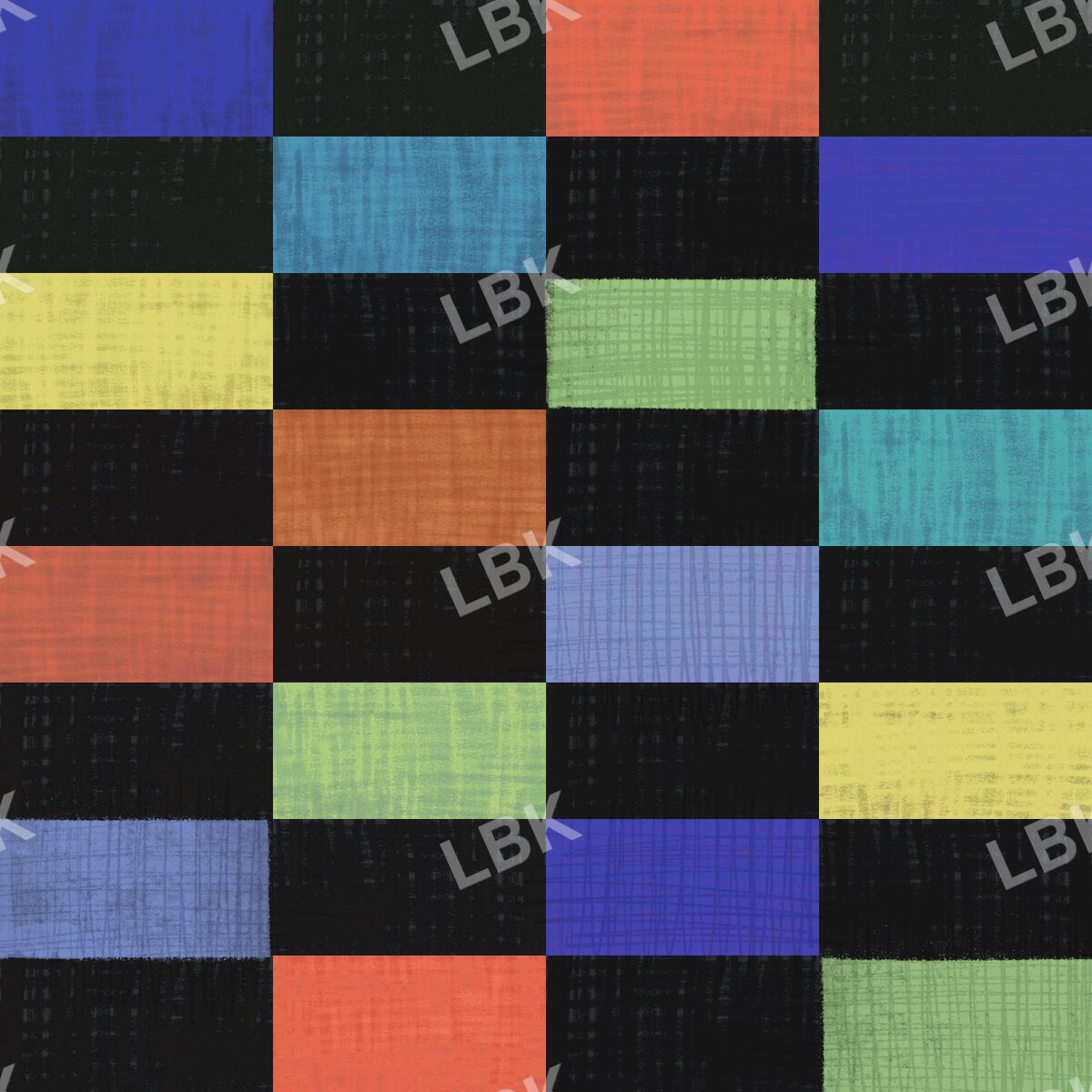 Multicolor rectangle checker on black