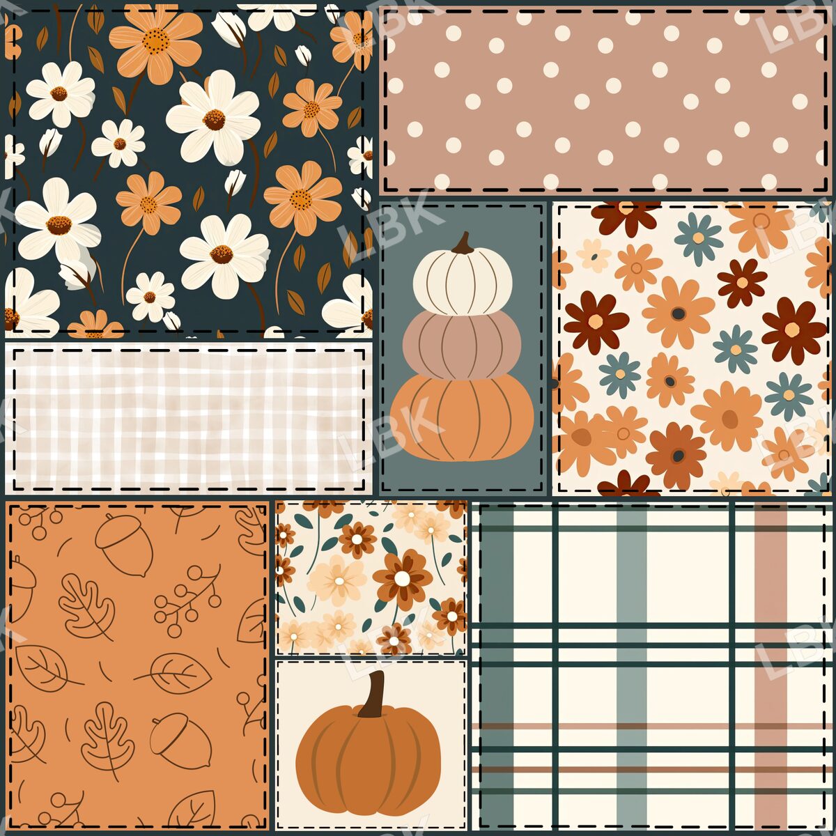 Fall floral patchwork