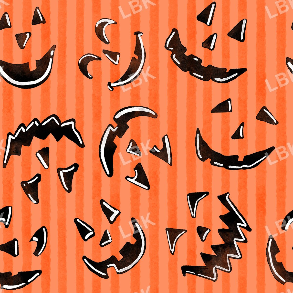 Striped Jack-o-lantern faces orange