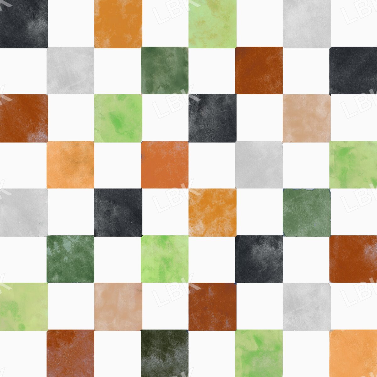 Hoppy Halloween neutral checks green white tan