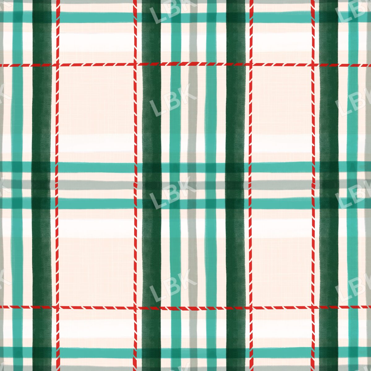 cream turquoise plaid