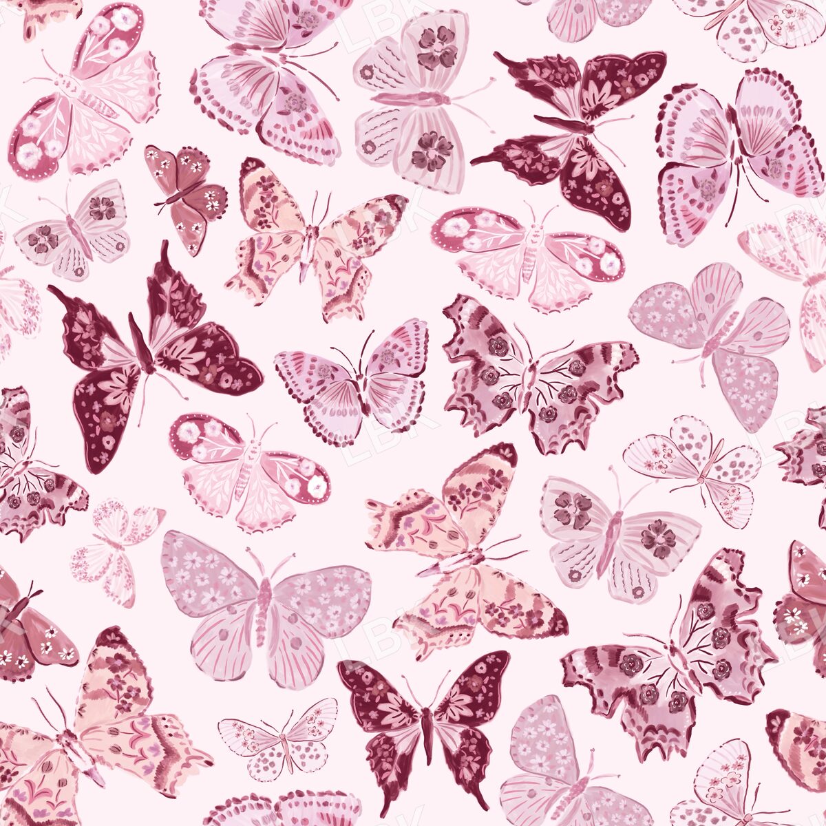 Floral Butterflies pink tone