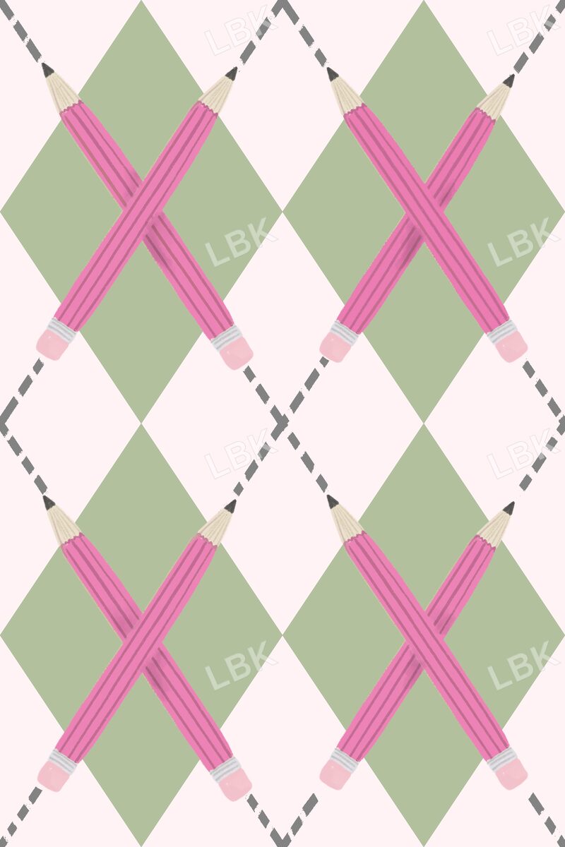 Preppy pencil argyle pink green