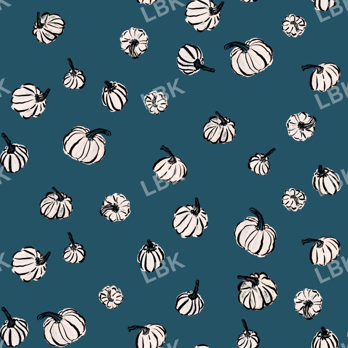 Tossed sketched fall pumpkins teal