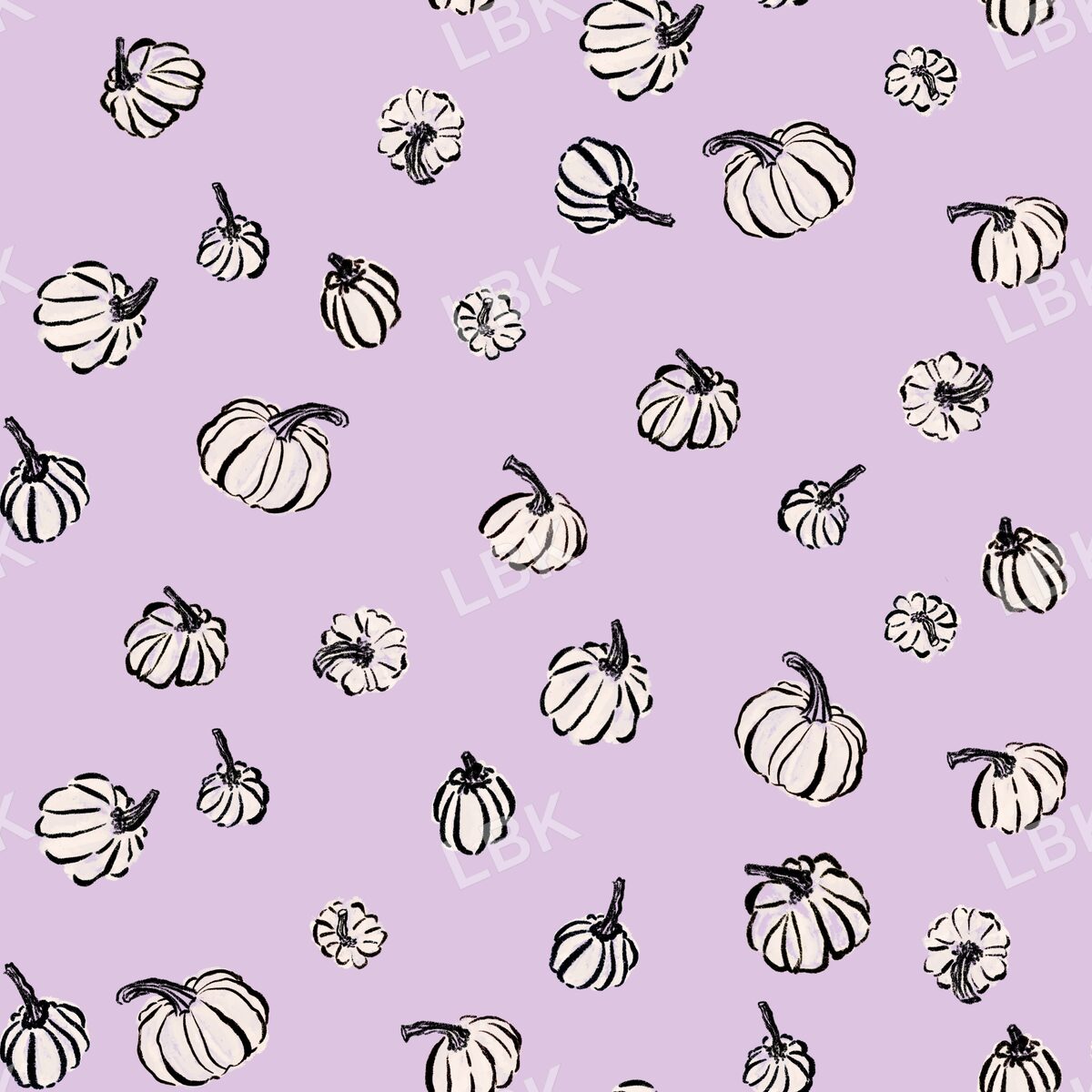 Tossed sketched fall pumpkins light purple