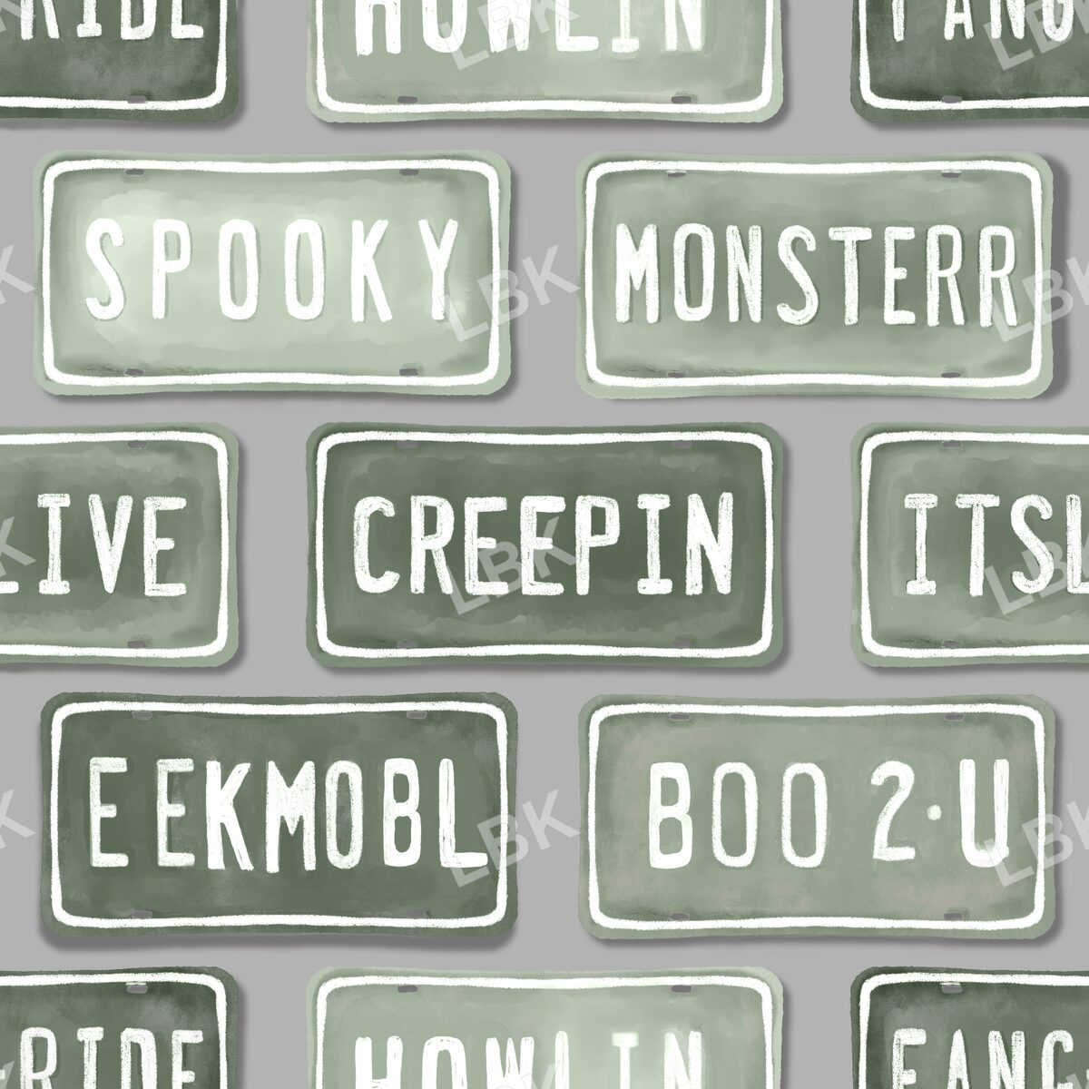 Vintage spooky license plates monster moss