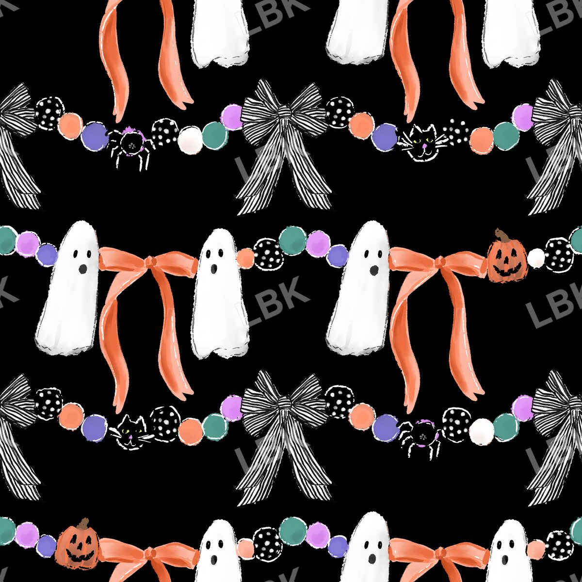 Halloween bow garland black