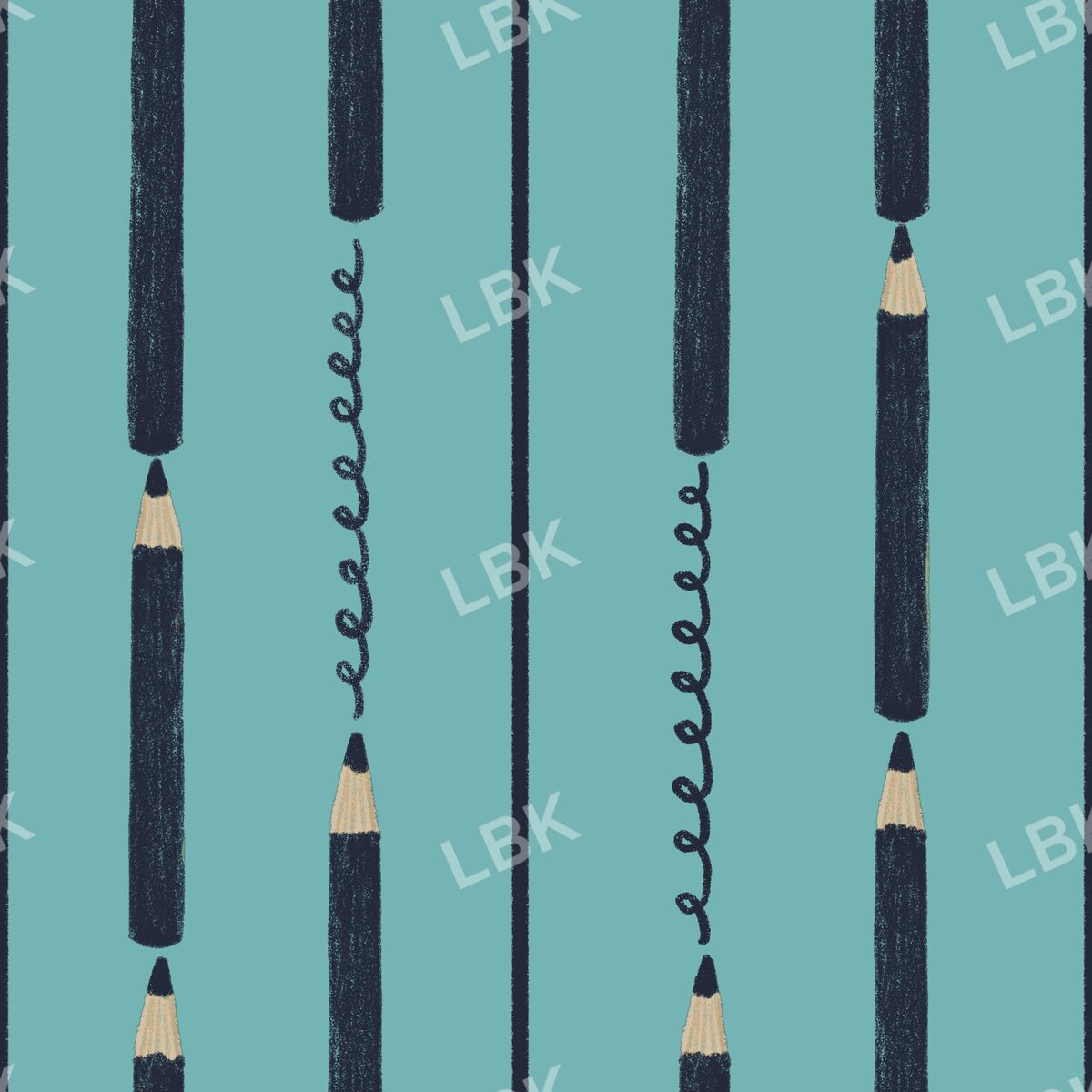 Colored pencil scribble stripe teal blue pencil