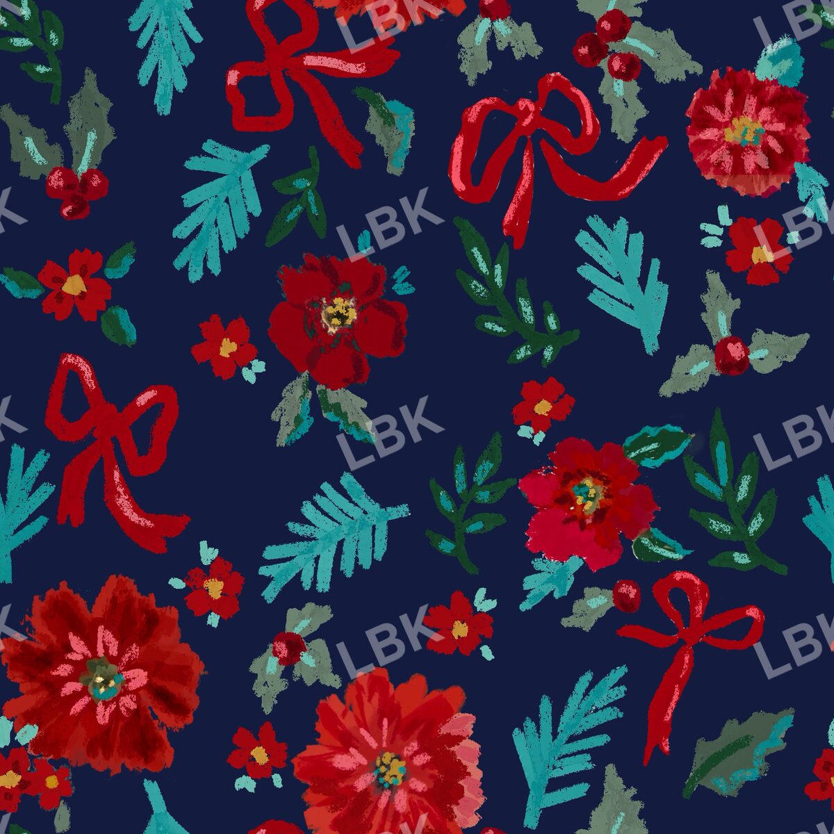 Scattered joy floral navy blue