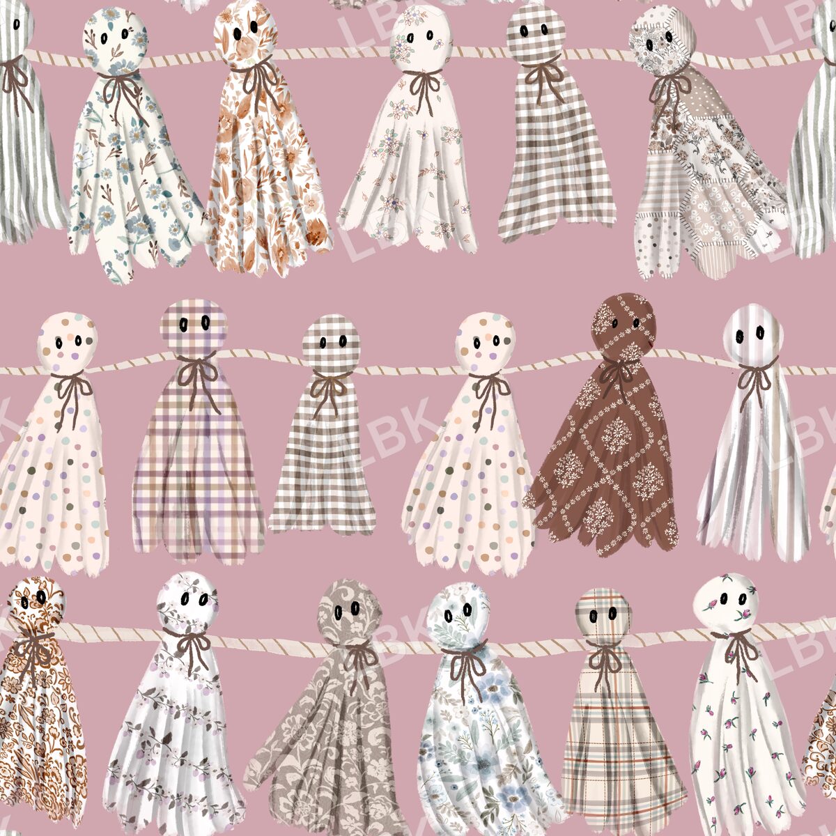 Cottage ghost garland mauve
