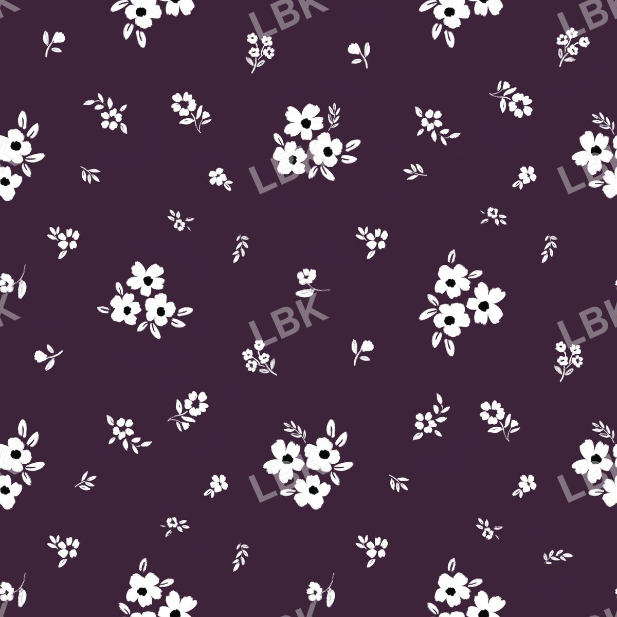 Scattered posies dark purple