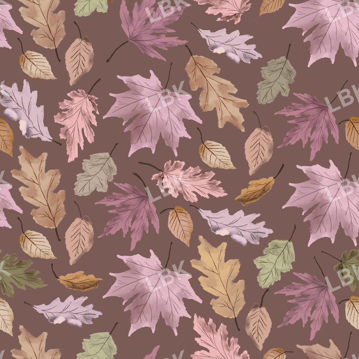 Autumn Falling leaves soft brown multicolor