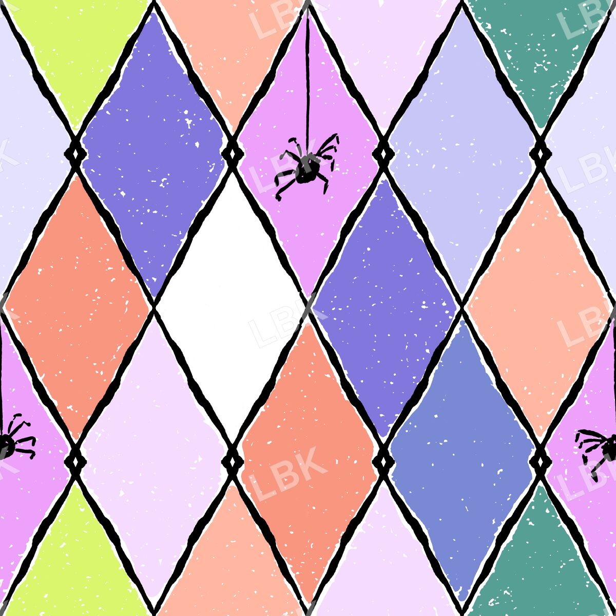 Spider in spooky cute stained glass geometric