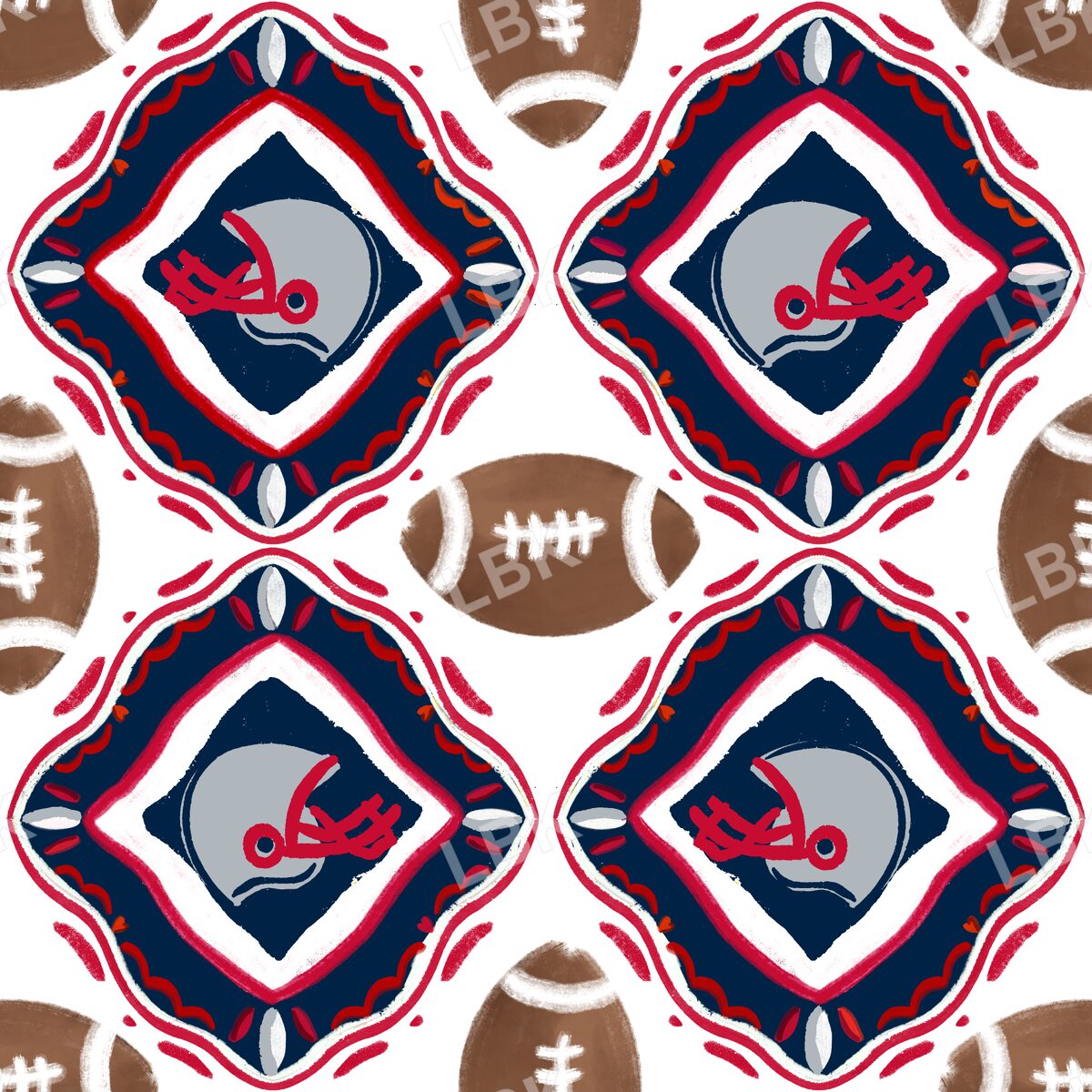 New England team football tiles white