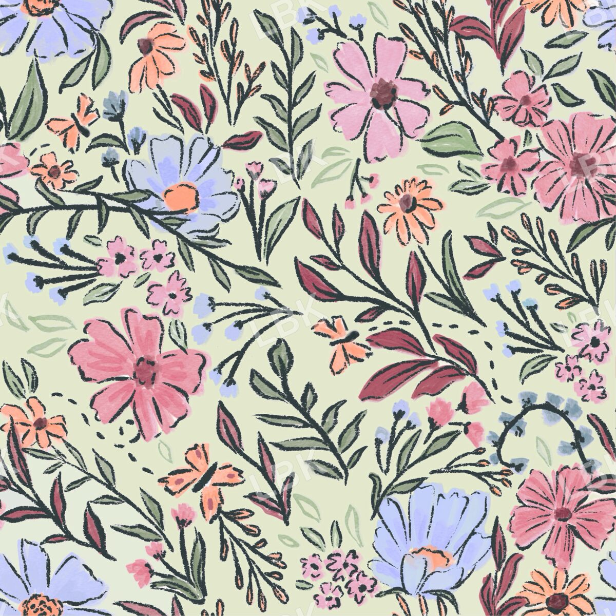 Keep Going boho floral spring green