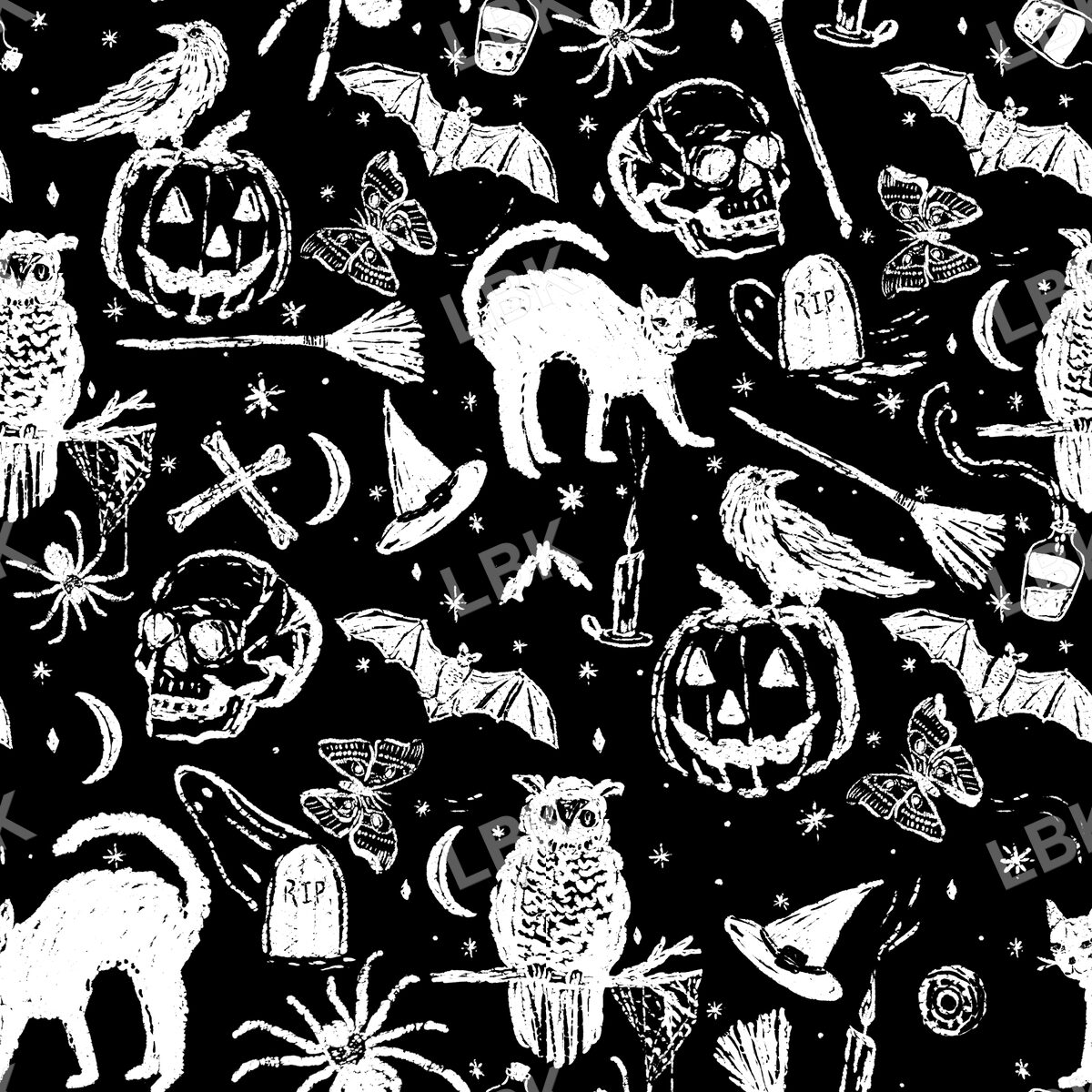 Vintage Halloween sketch black