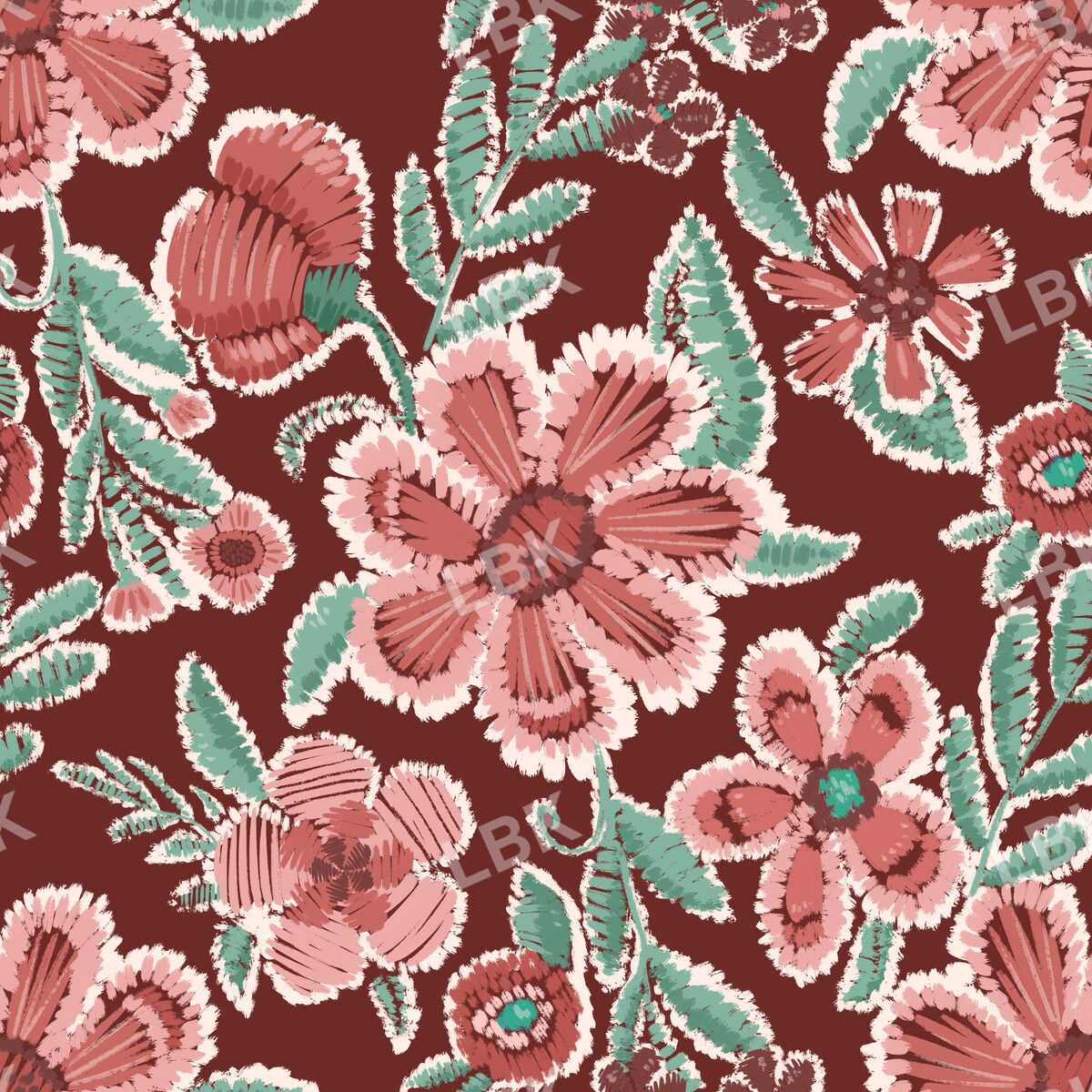 Threaded blooms raisin brown
