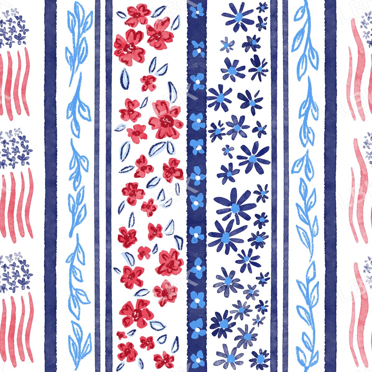 Bloom in the USA floral stripe white