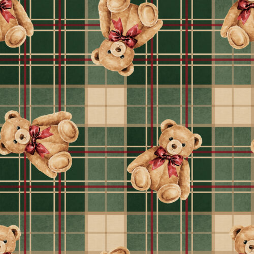 Mistletoe Manor Teddy Bear Plaid Green